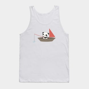 Cute Panda Fishing In A Boat T-Shirt Tank Top